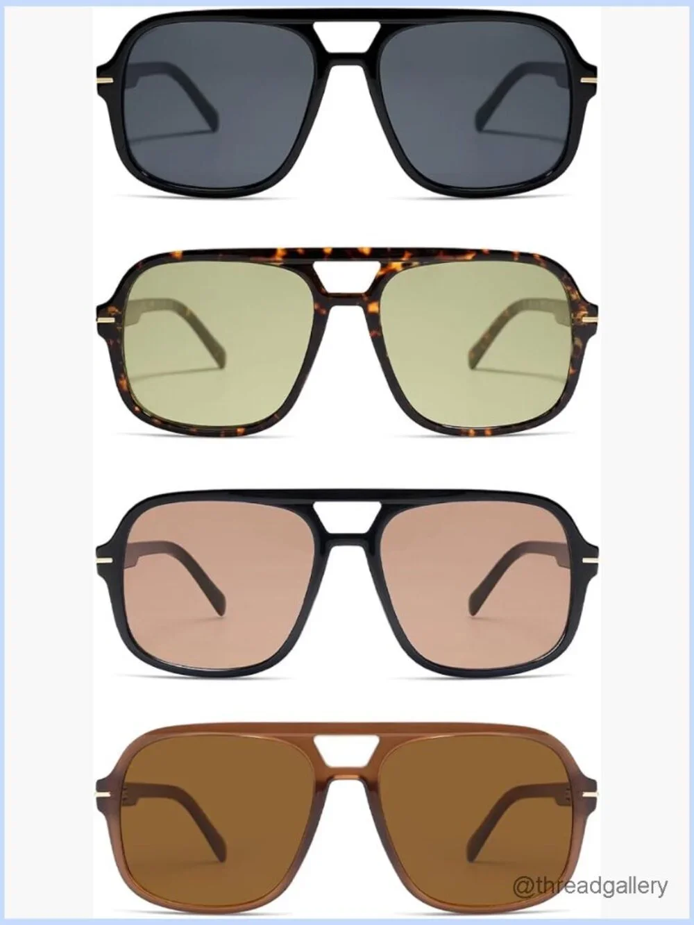 Vintage Oversized Square Aviator Sunglasses Men Women 70s Retro Classic